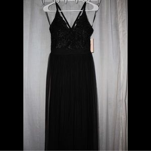 Black Lace Bodice Full Maxi Dress